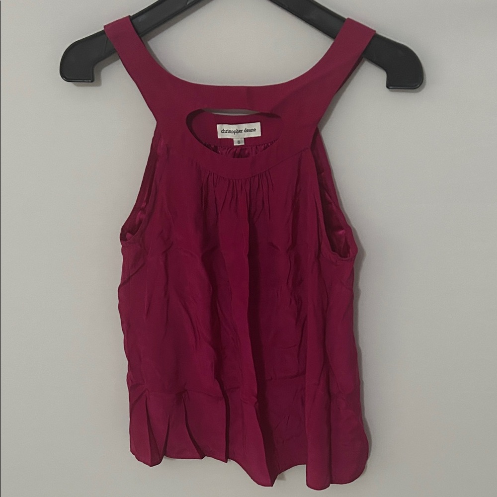 Christopher Kane Silk Fuchsia Sleeveless Blouse
